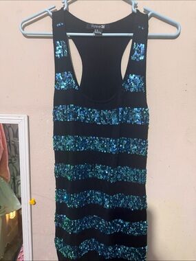 Forever 21 Black Mini Dress with Blue-Green Sequins